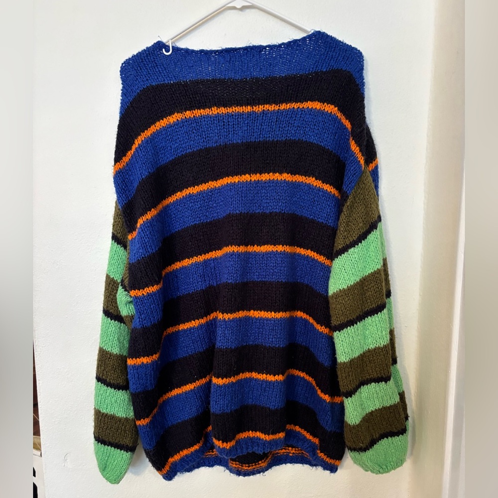 Urban Outfitters Blue and Green Striped Crewneck Sweater - Picture 2 of 5